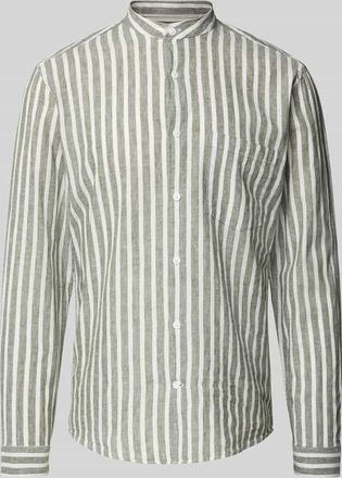 Lindbergh Lindbergh Slim Fit Freizeithemd mit Brusttasche aus Leinen-Baumwoll-Mix in Oliv, Größe XXXL