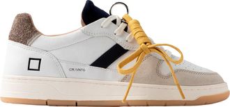 D.A.T.E. Brown Suede Low-Top Sneakers with Unique Charm Detail