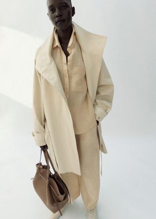 Mango Camicia lino tasca giallo pastello - Donna - XXS - MANGO