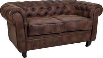Wanderlust Deco Sof&aacute; de cuero marr&oacute;n 160x82x76