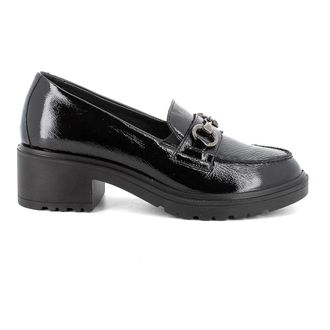 Igi & Co Pumps, female, Black, 5 UK, Black Leather Moccasin with Wrinkled Effect