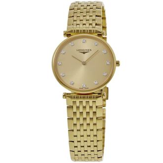 Longines La Grande Classique Quartz Yellow Gold Diamond Dial Steel Womens Watch L4.512.2.37.E