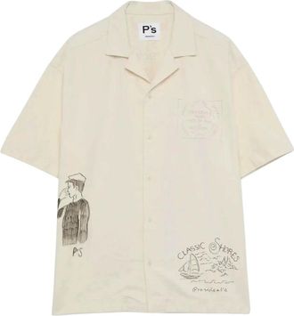 President's Bowling Shirt - Heren - Korte mouwen Overhemden - Beige - L - Overhemden