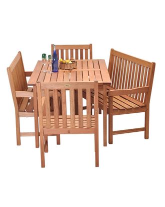 Amazonia Teak Milano Bench 5Pc Patio Dining Set