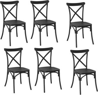Far Kit 6 Sedie Polipropilene Cucina Bar Ristorante Sedia Interno Esterno Cross Nero 436v