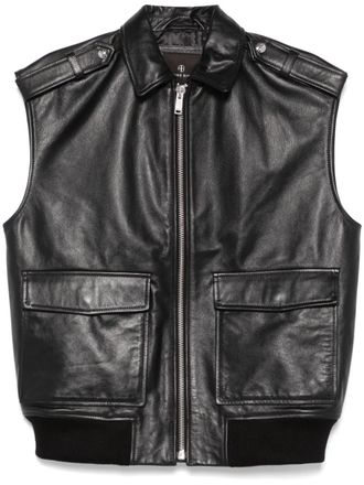 Anine Bing Sonnie vest - women - Lamb Skin/Polyester - S - Black