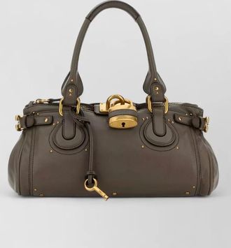 Chlo&eacute; paddington leather shoulder bag padlock detail