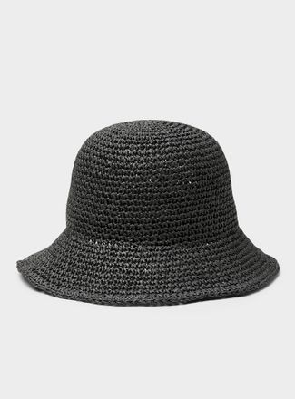 Simons Womens Crocheted paper straw cloche hat