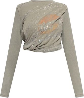 Diesel Draped Long-Sleeved Top With Sparkling Embellishment