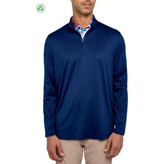 Con.Struct Regular Fit Melange Recycled Performance Quarter Zip in Navy at Nordstrom, Size Medium