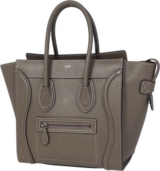 Celine Grayish Leather Handbag Tote Bag (Pre-Owned)