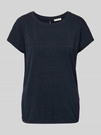 Tom Tailor Loose Fit T-Shirt aus Ajour in Dunkelblau, Gr&ouml;&szlig;e S