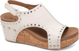 Corkys Footwear Womens Carley Studded Wedge In Ivory Studs