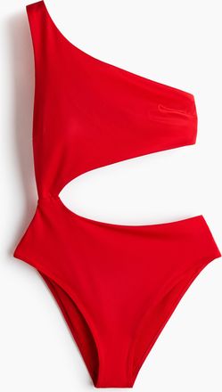 H&M One-Shoulder-Badeanzug mit wattierten Cups - Red