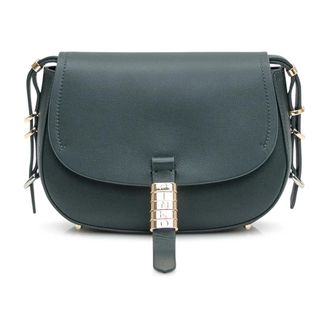 Pinko Groene leren schoudertas met klep - Dames - Schoudertassen - Groen - ONE Size - Leer - Tassen