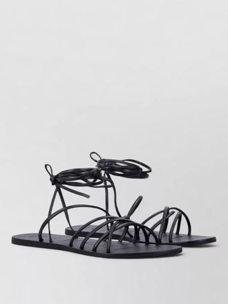 Maneb&igrave; leather flat sandals lace up ties