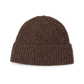 Lisa Yang Ribbed Knit Beanie - Dames - Hoeden - Bruin - ONE Size - Leer - Accessoires