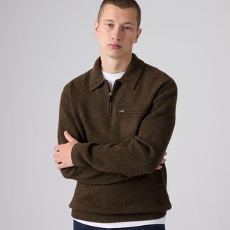 Levi's Boulder Quarter Zip Sweater - Mens - XL - Brown