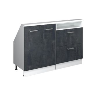 Vicco Armario De Cocina Para Techo Inclinado R-line, Hormig&oacute;n Negro/blanco, 120 Cm Lote De 2, Vicco