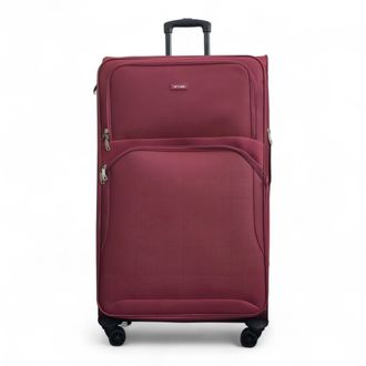 Infinity Leather Unisex Expandable Soft Burgundy Extra Large 8 Wheel Lightweight Suitcase Luggage Travel Bags - Red Nylon - Size X-Large