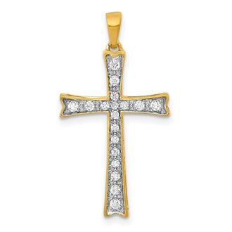 Diamond2Deal 14k Yellow Gold Lab Grown Diamond Cross Pendant (0.19ct, VS, G-H)
