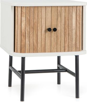 Costway Costway - Mesitas De Noche Con Puertas Correderas, Mesillas De Noche Dormitorio Con Gabinete De Almacenamiento, Mesa Auxiliar Con Patas De Metal, 40 X