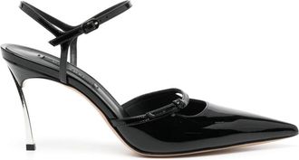 Casadei 90mm patent leather pumps - women - Kid Leather/Calf Leather/Leather - 38 - Black