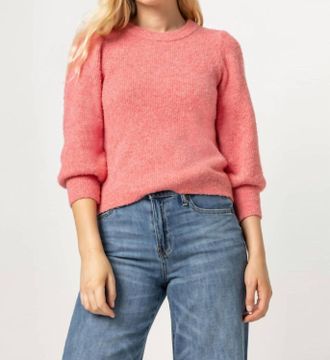 Lilla P 3/4 Puff Sleeve Sweater In Calypso