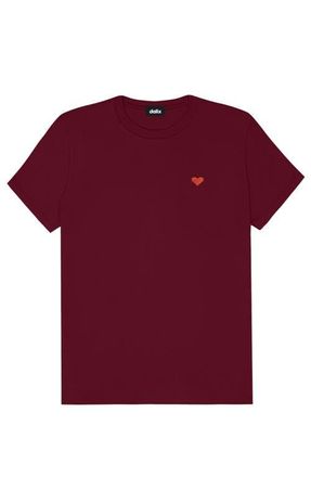 Dalix Womens Pixel Heart Jersey Relaxed Tee in Maroon at Nordstrom, Size Xx-Large