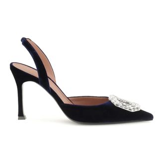 Amina Muaddi Camelia Velvet Slingback Pumps - Dames - Schoenen - Blauw - Maat: 39 EU Velours