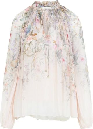 Zimmermann Rebellion Billow top met bloemenprint en ruches - Beige