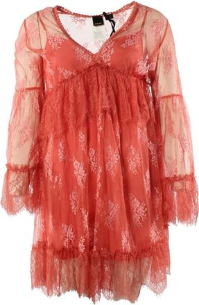 Pinko Oranje Jurk met Elastanmix - Dames - Korte kleedjes - Oranje - L - Katoen - Kleedjes