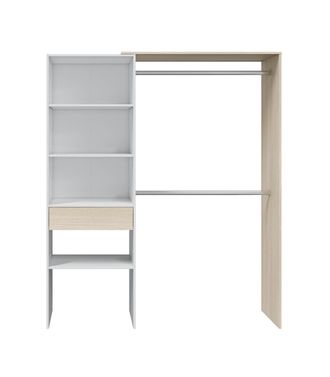F.R.S. Armario Vestidor Elfos Con Estantes Y Un Caj&oacute;n Y 2 Barras De Colgar Blanco Roble 187 Cm Alto X 158 Cm Ancho X 40cm Fondo