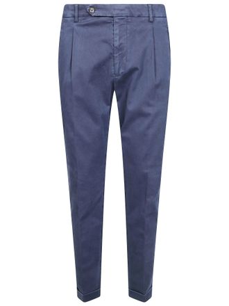 Berwich Blue Tailored Pleated Formal Pants