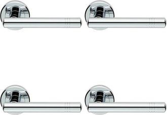 Loops 4x PAIR Round T Bar Handle with Ringed Design Concealed Fix Polished Chrome