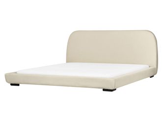 Beliani Beliani - Tessuto Classico Imbottito Con Testiera 180 X 200 Cm A Doghe Beige Chiaro Roisel
