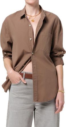 Citizens Of Humanity Kayla Oversize Poplin Button-Up Shirt in Cocoa Acid Was at Nordstrom, Size X-Large