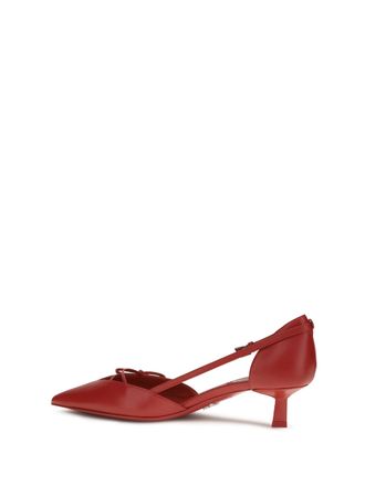 Prada Kitten Heel dOrsay Pumps - Red