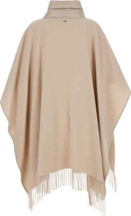 Herno Womens Poncho High-Collar Wool-Nylon Beige Main Fabric: Wool Coat