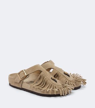 Etro x Birkenstock Gizeh fringed suede sandals