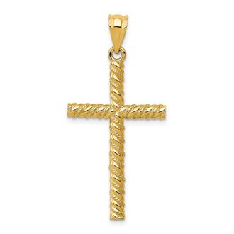 Diamond2Deal 14k Yellow Gold Twisted Cross Pendant