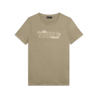 Freddy T-shirt Manica Corta con Decori Floreali e Borchie