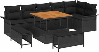 vidaXL Garden Sofa Set with Cushion with Storage 9 pcs Black vidaXL