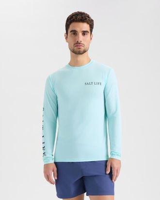 Salt Life Canopy Performance Long Sleeve Tee in Lt Aruba Heather at Nordstrom, Size X-Large