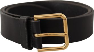 Dolce & Gabbana Mens Leather Belt Gold Buckle - Black - Size 90 cm