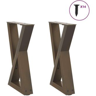 vidaXL Vidaxl - Patas Para Mesa De Centro (2 Unidades), Acero Natural, 38 X 42-43,3 Cm