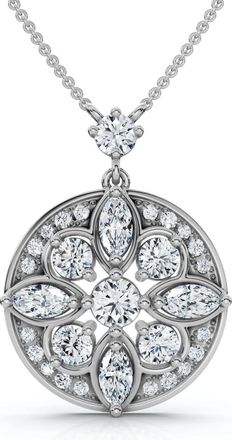 Pompeii3 Vintage Diamond Circle Pendant 14k Gold Lab Grown 18 Necklace EF/VS