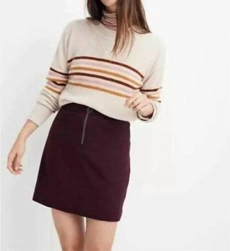 Madewell Fireside Wool Blend Retro Style Mini Skirt In Burgundy
