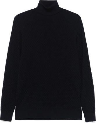 Goes Botanical Turtlenecks, male, Blue, 2XL, Navy Blue Merino Wool Jumper