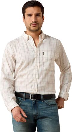 Ariat Mens Napa Shirt Long Sleeve in White Grey Plaid, Size 2X-Large, by Ariat